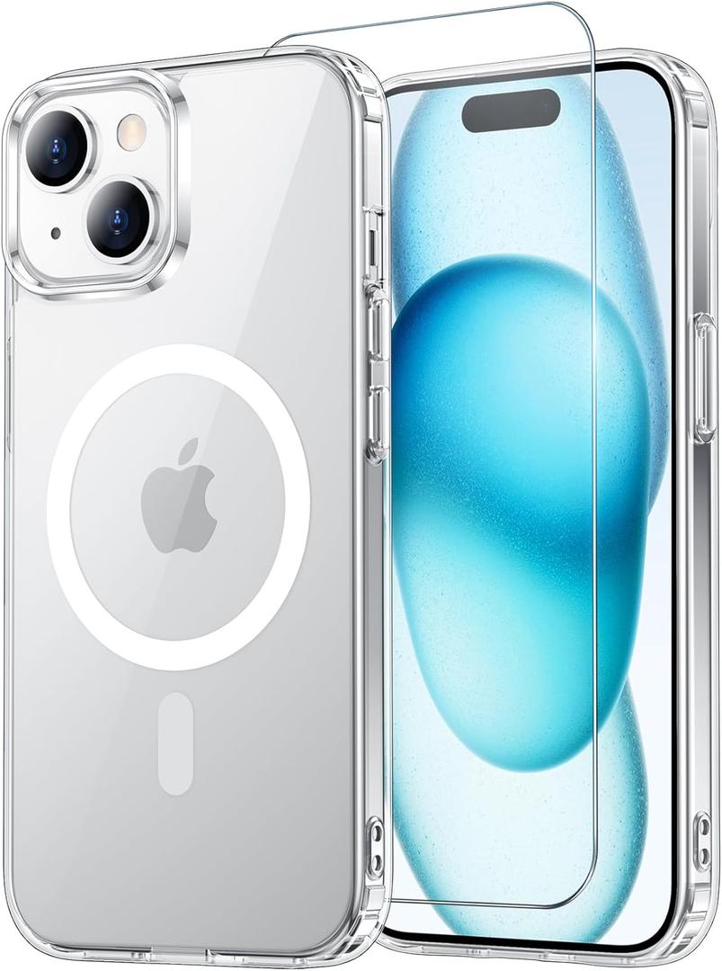 Temdan for iPhone 14 Plus CaseiPhone 15 Plus Case[Compatible with MagSafe] [Military-Grade Drop Protection] [Anti-Scratch] Slim Silky-Soft Touch Translucent Matte Case 6.7 inch, Clear