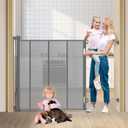 47" Extra Tall Retractable Baby Gates, Extends to 59" Wide, ExtraTall Retractable Safety Gate with Reinforced Strips, Retractable Tall Dog Gate for Doorways Mesh Baby Pet Gates Indoor, Grey 