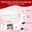 6.6ft Large Metal Heart Arch Stand & Will You Marry Me LED Neon Sign – Proposal Decorations Kit Includes Red Carpet 4000 Rose Petals, 30 Artificial Roses – Marry Me Sign for Engagement, Wedding, Valentine’s Day(White)