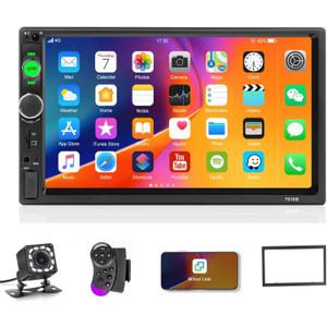 Double Din Car Stereo 7 Touch Screen Car Radio with Bluetooth Backup Camera FM Radio Receiver USB AUX Auto radio TF Card Input Audio Video MP5 MP4 MP3 Player Car Multimedia Player Support Mirror Link
