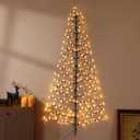 Lighted Christmas Wall Tree 6FT 219LED Warm White for Home Decor, Half Hanging Tree Lights for Living Room Wall Decoration