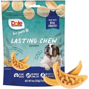 Dole Banana Flavor Dog Treats, 8oz, 5ct | Real Fruit, No Wheat, Corn, Soy, Artificial Flavors, Colors, Preservatives, or Animal Products, 