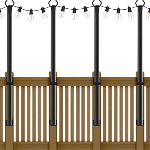 4 Pack String Light Poles,5Ft Metal Poles for Outdoor String Lights,Outdoor Light Poles with Post,Poles/Stand for Outside,Patio,Deck,Backyard,Garden Wedding,Party