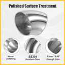 4 Pcs OD 3.5 Inch 45 Degree SS304 Stainless Steel Bend Tube Exhaust Elbow Pipe for Car Modified Exhaust System 3.5" Piping Silver Tone Auto Replacement Parts