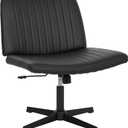 FDW Criss Cross Chair Armless Cross Legged Office Chair Adjustable Swivel Ergonomic Desk Chair No Wheels with Wide Seat Native Sponge Computer Task Vanity Chair for Home Office Dark Black