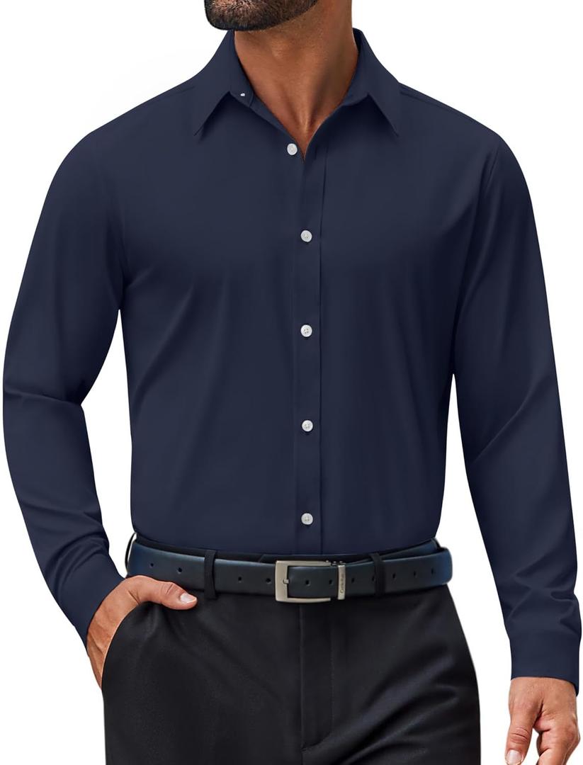 COOFANDY Mens Dress Shirt Long Sleeve Wrinkle Free Formal Shirts Business Casual Button Down Shirts, 3XL