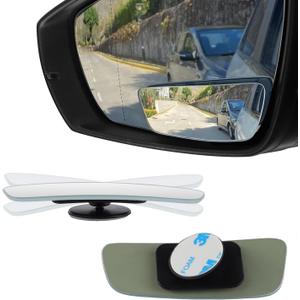 LivTee Blind Spot Mirror, Rectangular Shaped HD Glass Frameless Convex Rear View Mirror with wide angle Adjustable Stick for Cars SUV and Trucks, Pack of 2 (Adhesive Mount)