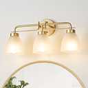 21 Inch Mid-Century Modern Vanity Lights, 3-Light Golden Bathroom Light Fixture with Frosted White Bell Shades, Industrial Wall Sconce for Mirror Over Vanity, Bedroom, Hallway