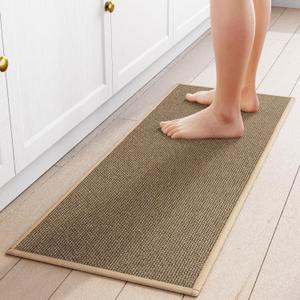 Kitchen Mat 1 PCS, Cushioned Non Slip Rugs for Kitchen Floor, Absorbent Runner Comfort Standing Mats Washable for Kitchen, Office, Home (Brown, 17.3"x47")