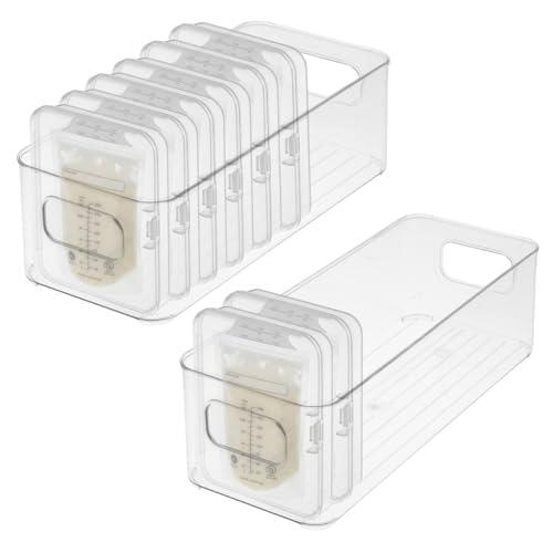 Breastmilk Storage Container, Freezer Flattener Kit, Breastmilk Storage Container, Plastic Storage Bins, Bottles and Breast Milk, Clear Freezer and Fridge Organizer Bins