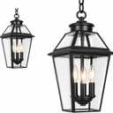 3-Light Black Outdoor Pendant Light, Exterior Hanging Lantern with Clear Glass, Weatherproof Outdoor Chandelier for Porch, Front Door, Patio, Entryway, 9.4"L*9.4"W*17.1"H