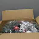 Valery Madelyn Pre-Lit Christmas Teardrop Swag for Decorating Outdoor, 24 Inch Red White Mailbox Swag Decoration with 20 LED Lights, Ball Ornament for Front Door Stairway Window Shelf Xmas Home Decor