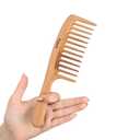 Wide Tooth Wooden Comb Handmade - Natural Vintage Style Wide Tooth Comb for Curls Gentle Styling - Anti-Static Wood Hair Combs For Women Detangling (Wide-tooth)