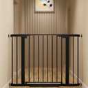29-42 inches Metal Baby Gate for Stairs/Doorways, 30 inches Tall Pressure Mounted Pet Gates, Auto-Close Child Safety Gate, No Drilling Easy Walk-Through Dog Gate Indoor, Black