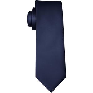 Men's Classic Satin 3.15" Soild Color Necktie Wedding Business Tie & Gift Box (Navy Blue)