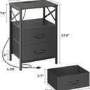 Huuger Nightstands Set of 2, Night Stand with Charger Station, 2 Drawer Side Table with Open Shelf, USB-C Port, End Table for Small Spaces, X Shaped Side Rail, Black