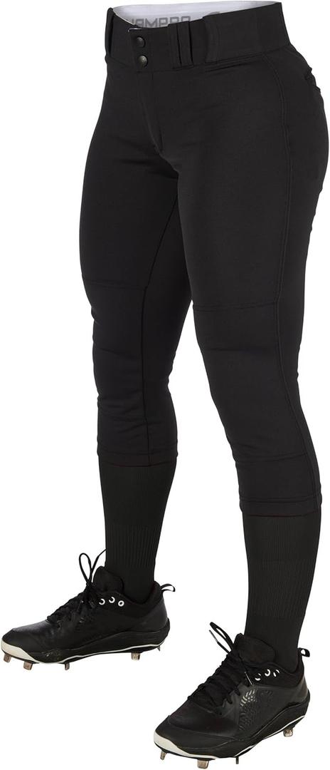 Champro Girls' Tournament Traditional Low-Rise Softball Pants (Large, Black)