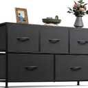 WLIVE Dresser for Bedroom with 5 Drawers, Wide Chest of Drawers, Fabric Dresser, Storage Organizer Unit with Fabric Bins for Closet, Living Room, Hallway, Charcoal Black (11.81"D x 39.37"W x 21.65"H)