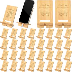 Ripeng 30 Pcs Employee Appreciation Gifts Bulk Bamboo Phone Stand for Desk Office Workers Inspiration Thank You Gift for Team Coworkers Staff Volunteer Nurse Teacher Colleagues Gratitude (Thank You)