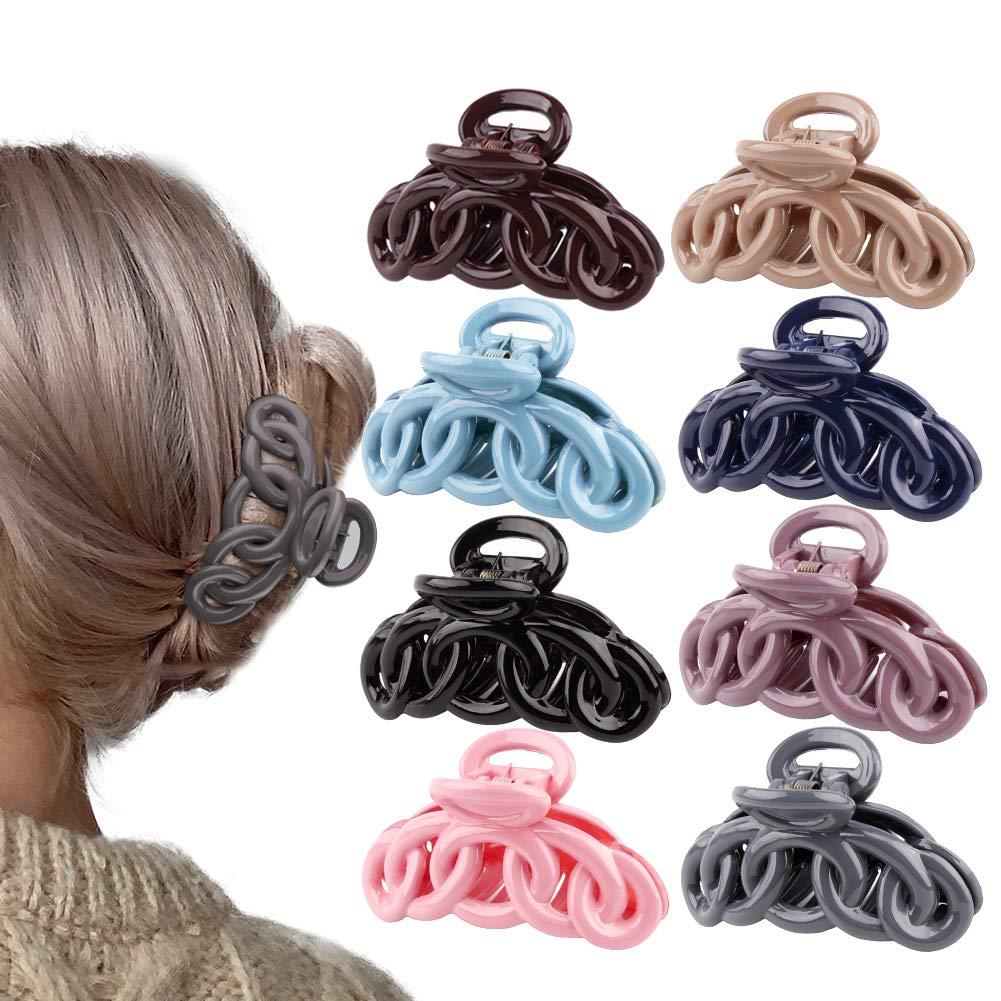 Canitor Hair Clips Set: 8PCS Banana Claw Clips for Thin Hair, Non-Slip Vines Twining French Design Barrettes (01-Colorful)