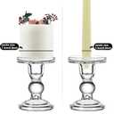 Glass Candle Holder Set of 4, Clear Candlestick Holders for Pillar Candles, 4.5" H, Candle Stand Decorations for Living Room