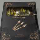 N9R 160pcs Gold Plastic Silverware - Gold Plastic Utensils Set - Tableware Flatware Kit 80 Forks, 40 Spoons, 40 Knives Disposable Cutlery Set for Party, Wedding, Birthday