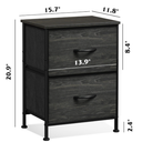 WLIVE Night Stand, Small Dresser with 2 Drawers & Wooden Top, Nightstand with Fabric Bins, Bedside Table End Table for Bedroom, Closet, Entryway, College Dorm, Charcoal Black