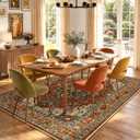 RELEANY Washable Area Rug, 6'x9', Red/Orange/Blue/Brown