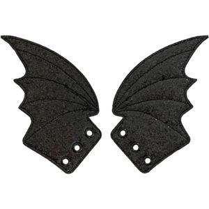 2 x DXYSQRX Shoe Wings Bat Shoe Wings Bat Wings for Boots Skates Sneakers Canvas Roller Shoes(Glitter Black) (Black)