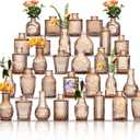 Glass Bud Vases Set of 32 - Amber Assorted Small Mini Glass Vases for Flowers, Crystal Vintage Vase Set, Bulk Centerpieces for Table Dcor, Wedding, Home and Events (Amber, 32 Pcs)