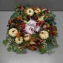 Fall Decor 18" Wreaths Autumn Artificial Pumpkin Maples Leaf Halloween Decor