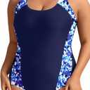 Aqua Eve Plus Size Swimsuits Athletic One Piece Bathing Suit for Women Tummy Control Slimming Swimwear (Navy Blue -1), 26 Plus 