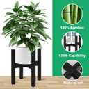 Rnined Adjustable Plant Stand Indoor,Bamboo Mid Century Modern Plants Stands, Stable Plant Holder,Fit 8 9 10 11 12 inch Pots (Pot & Plant Not Included)(Black)