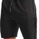 Ouber Men's 7'' Gym Workout Sweat Shorts Bodybuilding Running Training Jogging Shorts (Black, M)