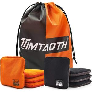 Dual Sided Corn Hole Bags Professional Cornhole Bags Set of 8 Regulation Corn Hole Bean Bags Slick and Stick (black and orange)