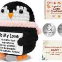 Positive Gifts-to My Love Crochet Penguin,Handmade Crochet Animals for Him Her Boyfriend Girlfriend Birthday Christmas, Wedding Anniversary Valentines Gift for Women Men,Romantic I Love You Gift