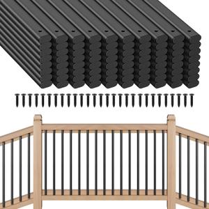 80 Pack Deck Balusters 32" Staircase Baluster for Deck Systems, Black Hollow Metal Spindles for Stair Railing and Porch Railing, Indoor Outdoor Use (1.5mm Thick)