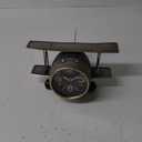 Airplane Metal Tabletop Clock Industrial Home Decor Accents for The Mantel, Shelf, Desk, or Any Table Top, Battery Operated No Battery Supplied