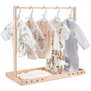 1 Set Baby Clothing Rack with Storage Box & Hanging Rod
23.62x10.24x21.85In Wooden Pets Clothes Rack for Small Dogs Cats Dolls Clothes Display for Playroom Bedroom