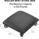 FLOLXNB Low Height Rolling Stool Low Roller Seat PU Leather Square Roller Seat Stool Low Rolling Chair for Home Office Fitness Garage (Black)