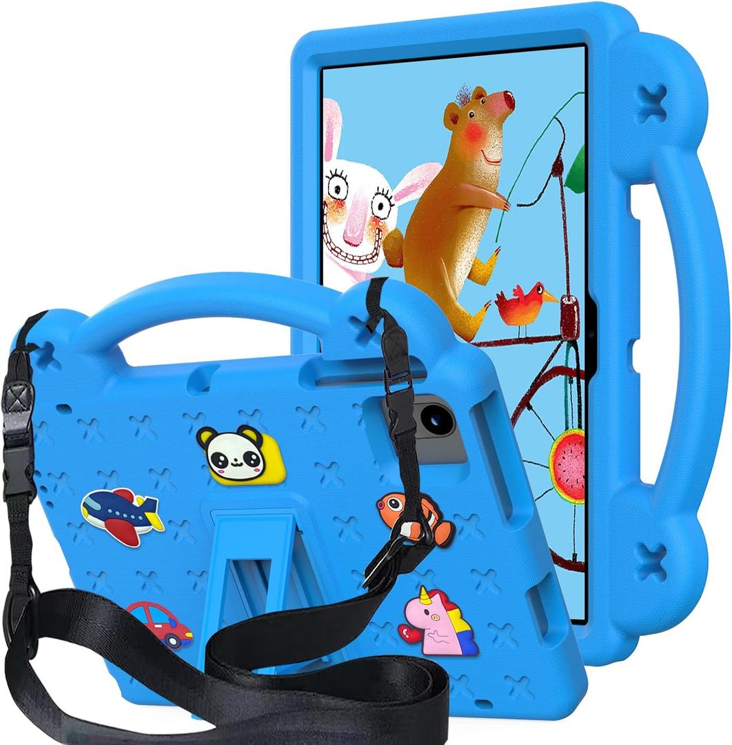 YRH for Revvl Tab 2 Case 10.1 inch 2025, Kids EVA Tablet Cover with Strap Stand Handle, for Tmobile Revvl Tab 2 5G Case, Blue