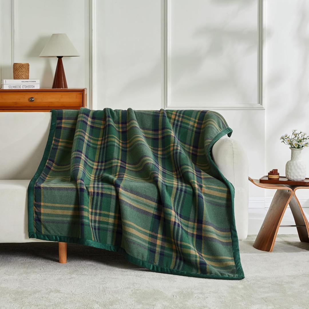 Sophia & William Throw Blanket for Couch Sofa(50x60 Inches) - Reversible Fluffy Soft Blanket, Gifts for Women, Green