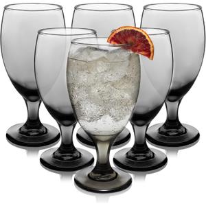 Libbey Classic Smoke Goblet Beverage Glasses, Set Of 6 Timeless Goblet Drinking Glasses - Dishwasher-Safe Glass Goblets for Wines, Smoothies & More, 6 Count