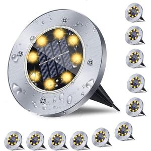 Solar Ground Lights, Waterproof Solar Garden Lights, Upgraded Outdoor Garden Waterproof Bright in-Ground Lights, Landscape Lights for Pathway,Yard,Deck,Lawn,Patio,Walkway (12 Pack Warm Light