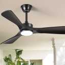 Black Ceiling Fan with Light: 42-Inch Ceiling Fan 3 Blades Low Profile Outdoor - Modern Ceiling Fans with Remote Control Quiet Reversible DC Motor for Patio Living Room