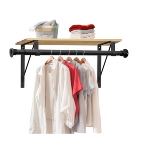 Anndason Closet Rod, 17 to 87 Inch Closet Rods 1.3 Inches Heavy Duty Closet Rod Adjustable Closet Rod Closet Rods for Hanging Clothes and Heavy Duty Clost Rod Bracket Closet Rod Support (Black)