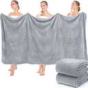 SmoothNovelty 2 Pack Bath Sheets 40 x 80 Inch Jumbo Extra Large Towels Set Oversized Quick Dry Coral Fleece Absorbent and Soft Lightweight Towels for Home Gym Travel Beach Spa Pool Hotel (Light Gray)