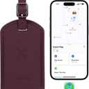 Luggage Tags Built-in Anti-Loss Tracker, Luxury Leather Luggage Tags for Suitcase, Travel Bags, Backpacks, Travel Organizer for Lost Baggage Prevention (Rose Purple)