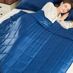 Weighted Blanket Queen Size (60"x80" 25lbs),Ultra Soft and Cozy Cooling Weighted Blanket Queen Size for Adult,Heavy Blanket with Machine Washable Soft Blanket, Navy Blue