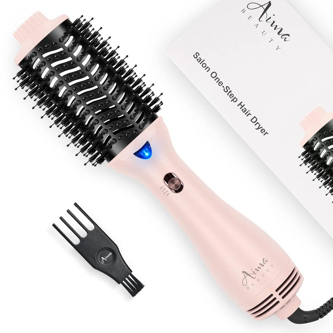 Hair Dryer Brush, Aima Beauty One Step Hair Dryer and Styler Volumizer with Negative Ion for Reducing Frizz and Static, Hair Styling Tools, Pink (Oval Brush - 2.3inch/58mm - Pink)